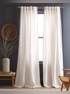 NWT QUINCE Set Of 2 48x108 Heavyweight European Linen Curtains White 7488